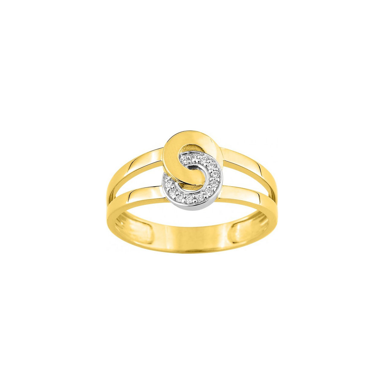 Bague or jaune 18 carats et oxydes de zirconium